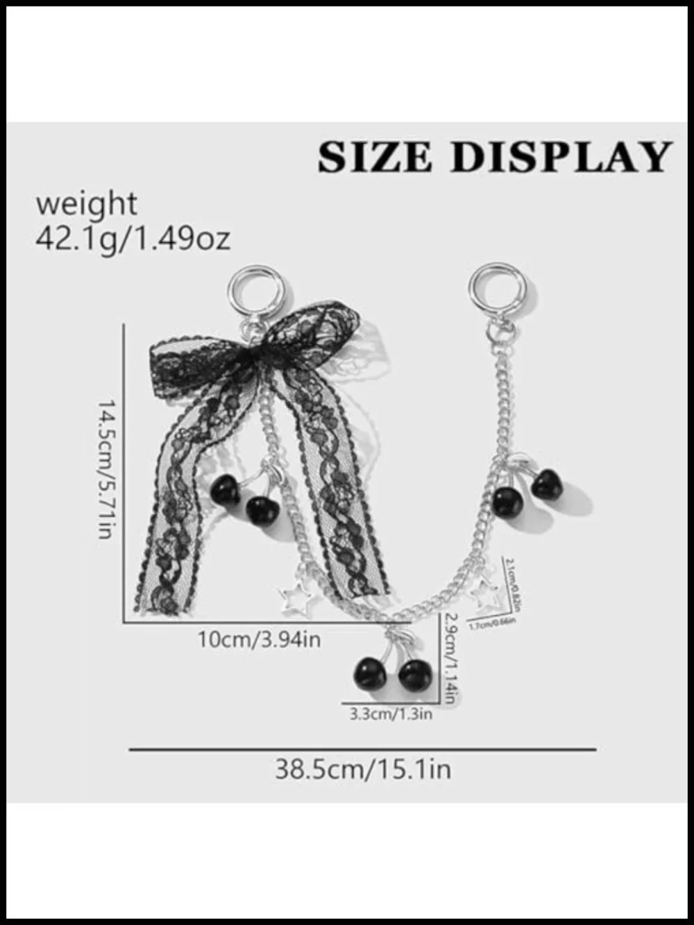 Cherry Bow Bag Charms Wallet Chain Keychain Purse Accessories Women Metal
